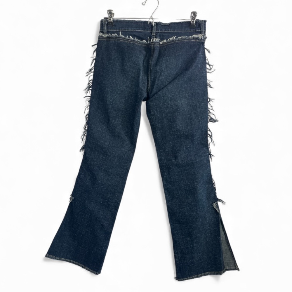 DIESEL Y2K Vintage Jeans Frayed Distressed Fringe Button Fly Flare Wide Leg Slit - Picture 4 of 12